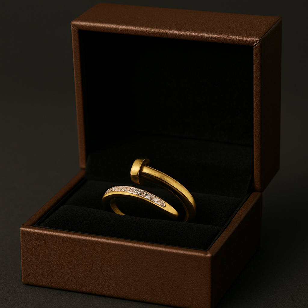 Luxury Gold-Plated Nail Ring – Stylish Jewelry for Pakistani Women